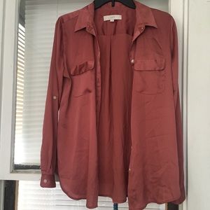 Ann Taylor LOFT silk button blouse in rust